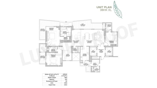 3 BHK-XL Floor Plan