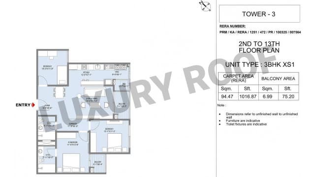 3 BHK  Floor Plan