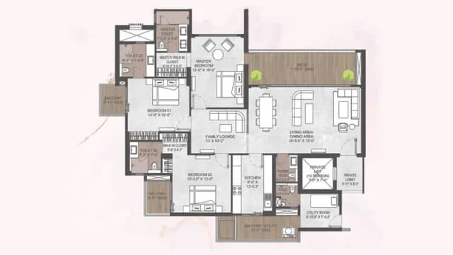 3 BHK Floor Plan