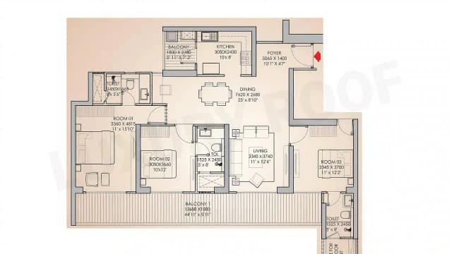 3 BHK Floor Plan