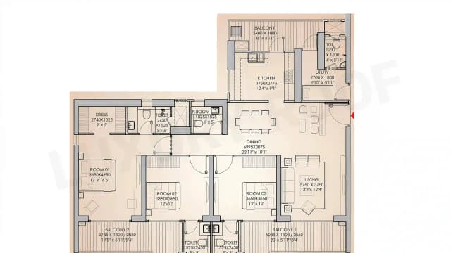 3 BHK Floor Plan