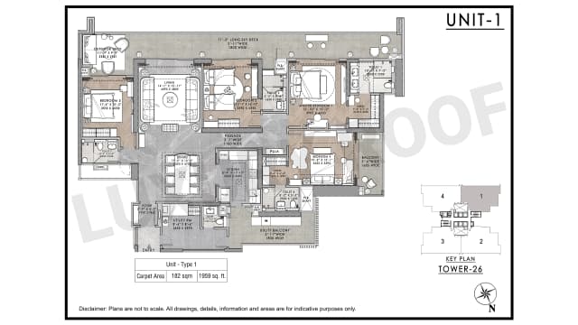 4 BHK(1959 sq.ft.) Floor Plan