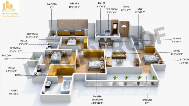 4 BHK Floor Plan