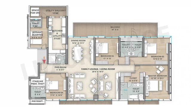 4 BHK Floor Plan