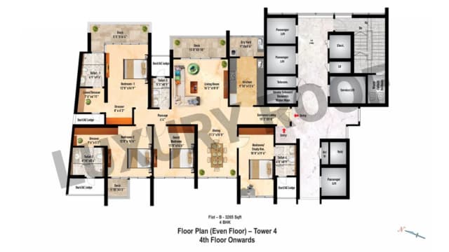 4 BHK(3265 sq.ft.) Floor Plan