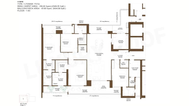 4 BHK-Type1 Floor Plan