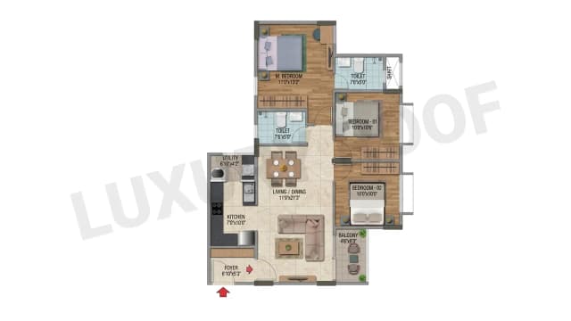 3 BHK Floor Plan