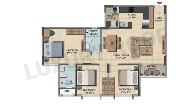 3 BHK Floor Plan