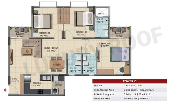 3 BHK Floor Plan