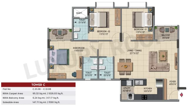 3 BHK Floor Plan