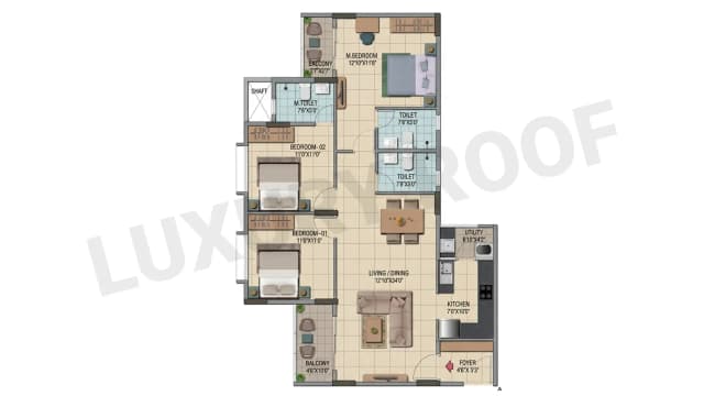 3 BHK Floor Plan