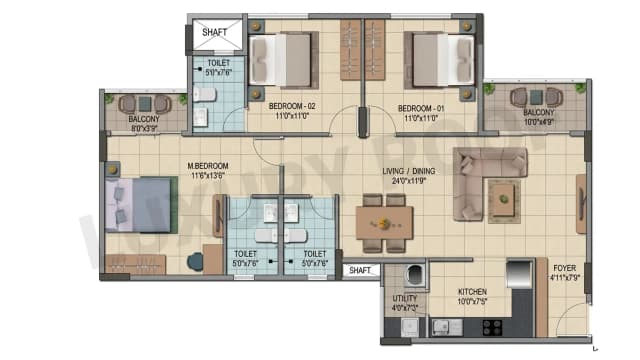 3 BHK Floor Plan