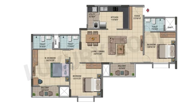 3 BHK Floor Plan
