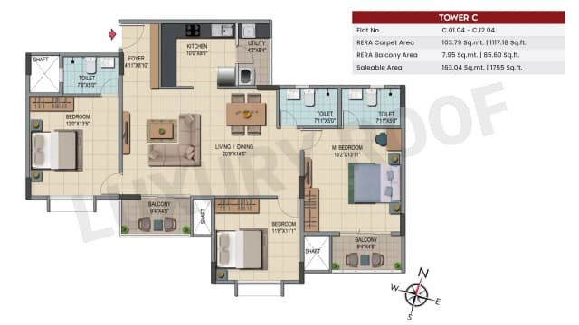 3 BHK Floor Plan