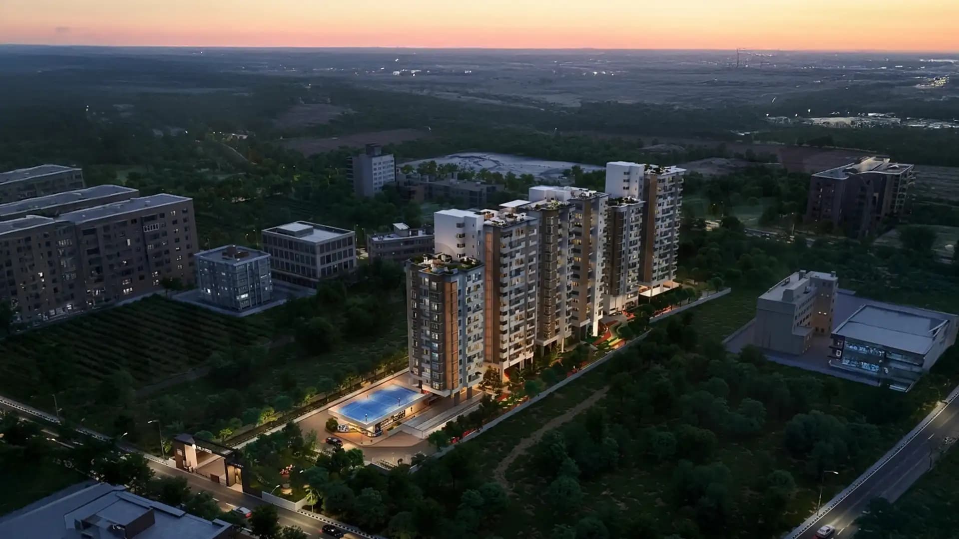 Tvs Emerald Isle Of Trees Ariel Night1 View Rachenahalli Jakkur Bengaluru Tvs Emerald Isle Of Trees Ariel Night1 View Rachenahalli Jakkur Bengaluru