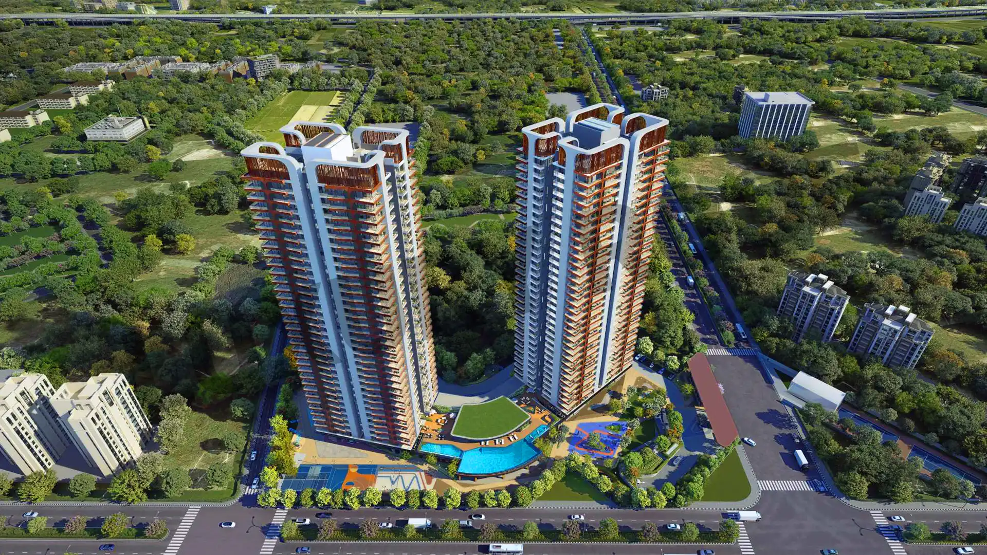 Hcbs Twin Horizon Aerial View Sector 102 Gurugram