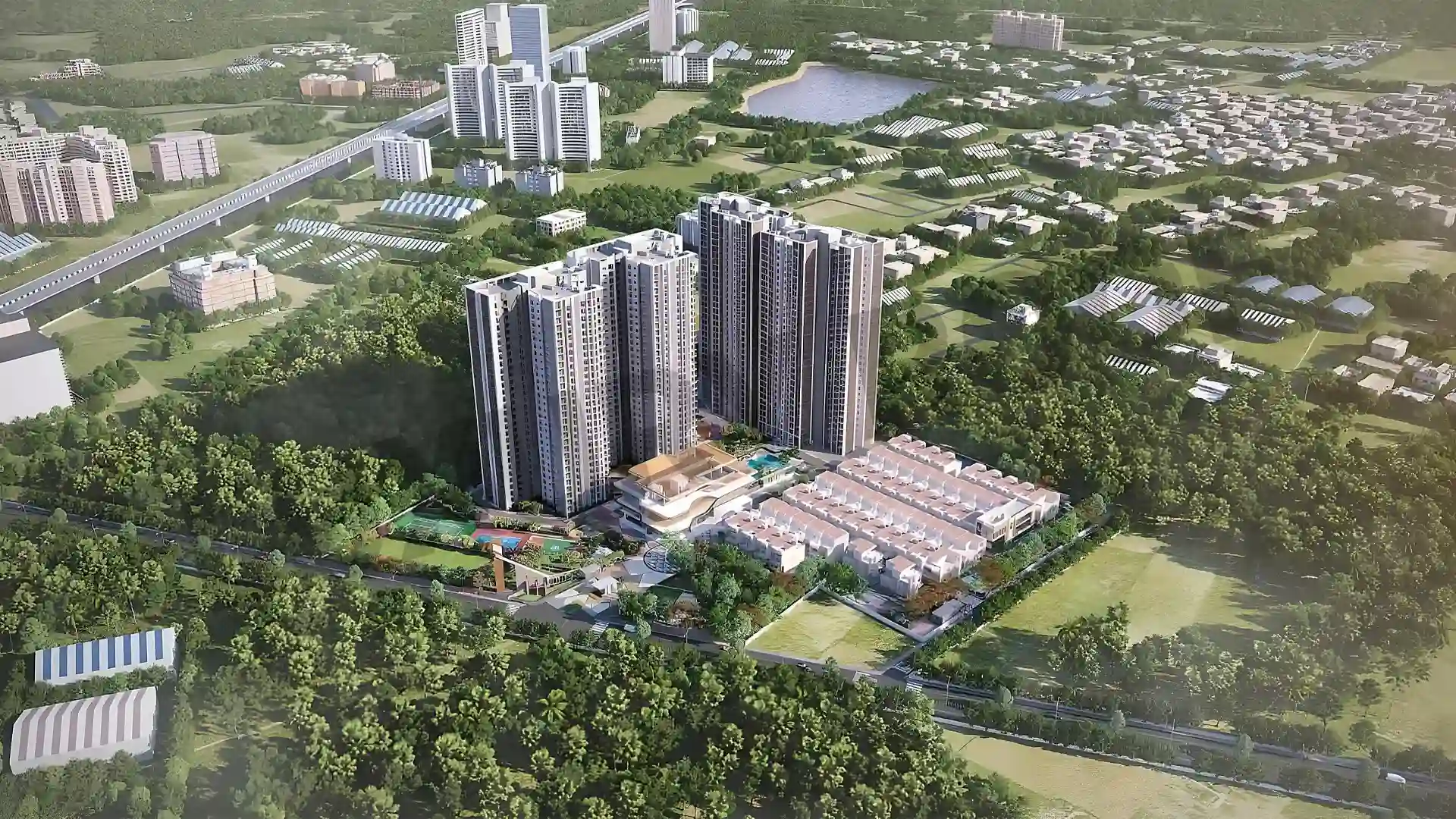 Sattva Songbird Aerial View Budigere Cross Bangalore