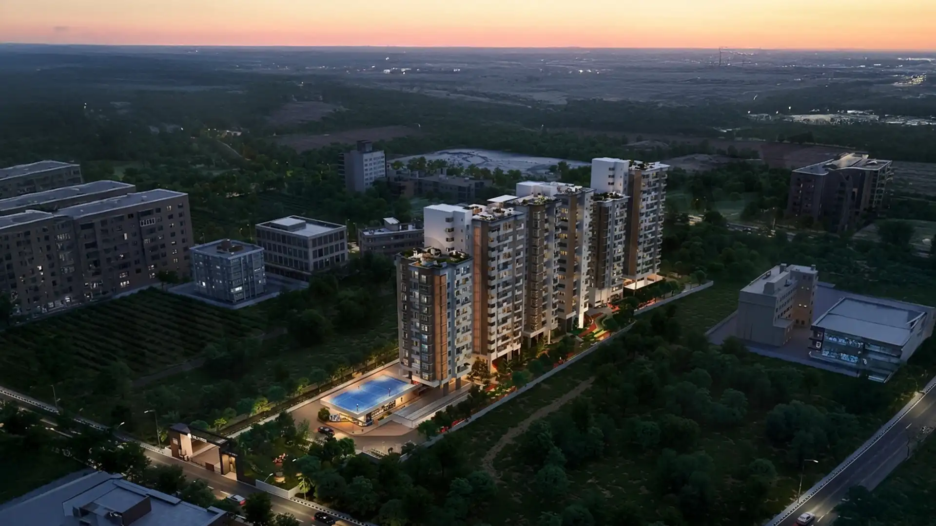 Tvs Emerald Isle Of Trees Ariel Night1 View Rachenahalli Jakkur Bengaluru Tvs Emerald Isle Of Trees Ariel Night1 View Rachenahalli Jakkur Bengaluru