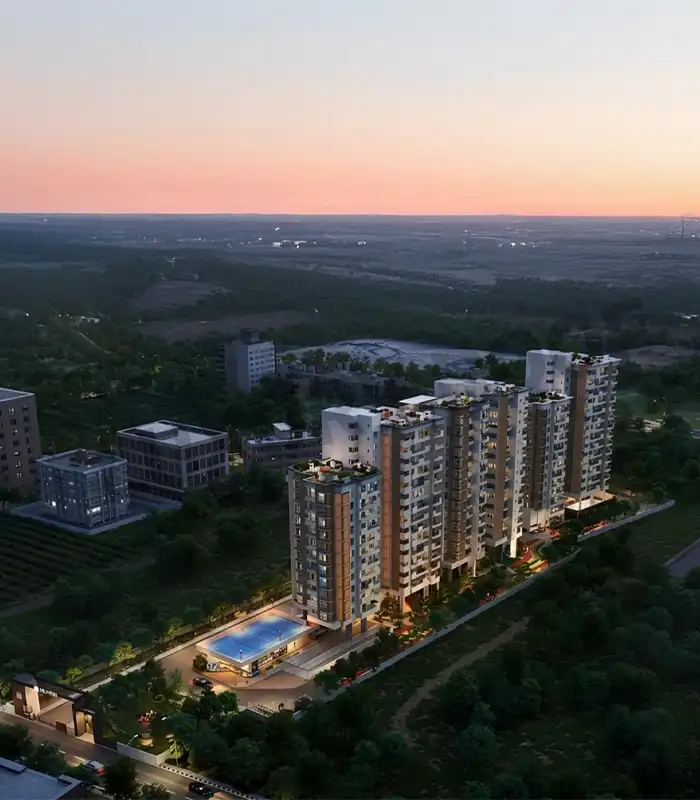 Tvs Emerald Isle Of Trees Ariel Night2 View Rachenahalli Jakkur Bengaluru